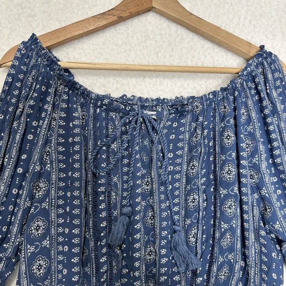 ABERCROMBIE & FITCH Cropped Penny Lane StyleBoho Cold Shoulder Top Size Medium - Picture 4 of 14